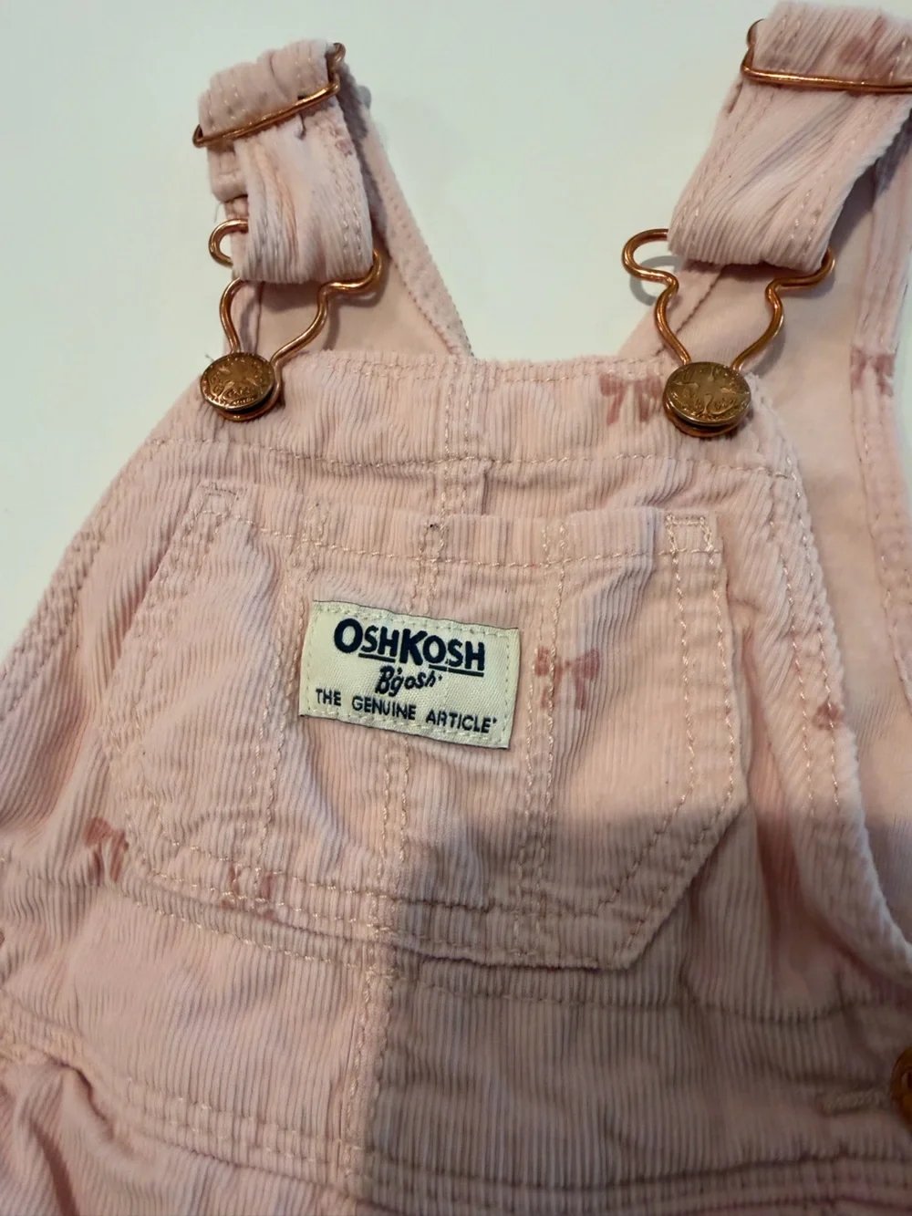 OshKosh B'gosh Light Pink Bow Corduroy Overalls 3 months baby blush cotton